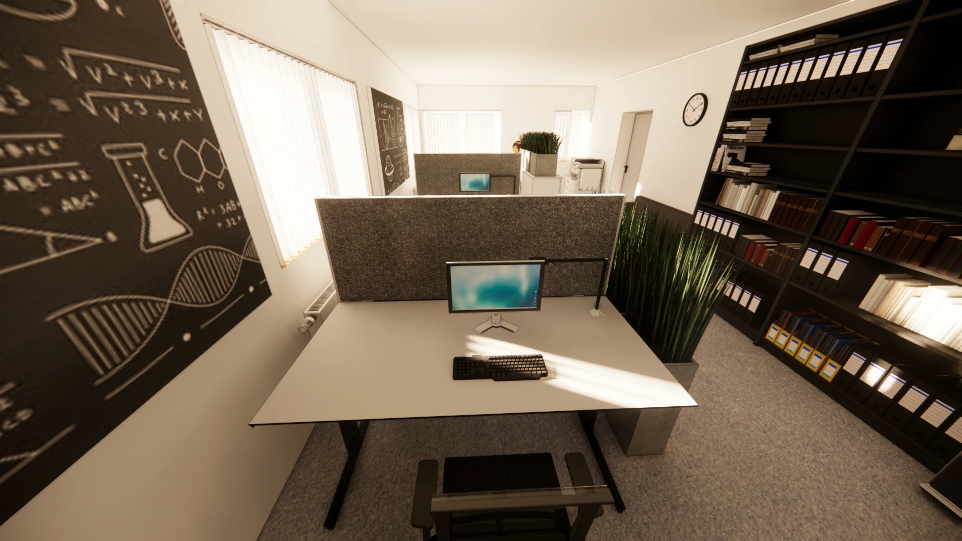 Bürofläche mit Wandabsorbern und Tisch-mounted Absorbern