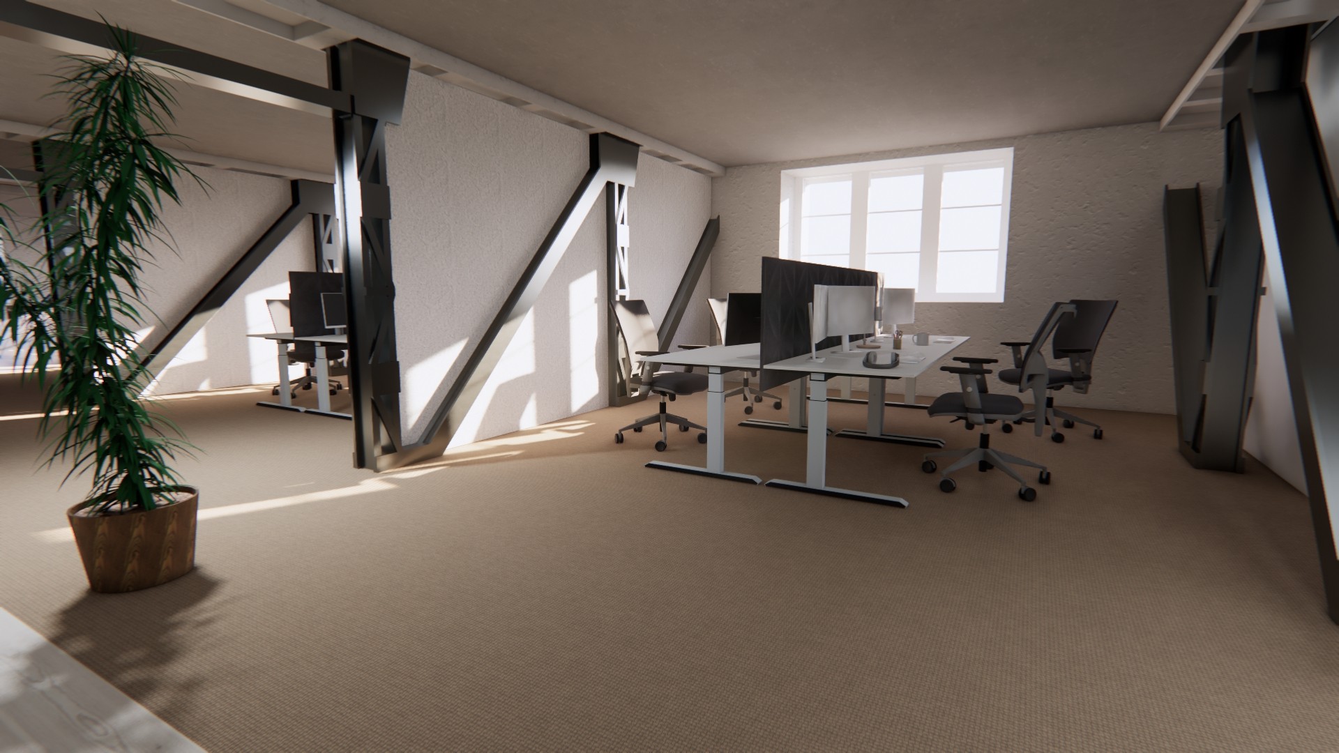 Bürofläche mit Sprengwerk
